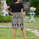 Nadorine Casual Dress Floral Patchwork Dress with Pockets