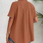 Zeagoo Womens Button Down Linen Shirt Short Sleeve Cotton Blouse