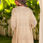 Zeagoo Womens 2024 Lightweight Crochet Cardigan Sweaters Open Front 3/4 Sleeve Knit Kimono Summer Boho Cover Up