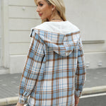 Zeagoo Womens Plaid Shacket Jacket Long Sleeve Fleece Hooded Jackets