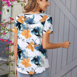 Nadorine Women Tunic Tops Dressy Casual Short Sleeve Floral Shirts