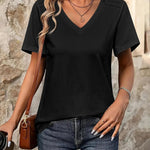 Nadorine Short Sleeve Shirts Dressy Tops with Pleats