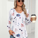 Nadorine Women'S Puff Long Sleeve Shirts Pleated V Neck Tunic Tops
