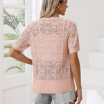 Nadorine Women's Short Sleeve Cardigan V-Neck Button up Sweater
