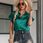 Satin Button Down Shirts- Nadorine (Us Only)