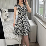 Nadorine A-line dress V-neck floral dress elegant summer dresses (DE Only)