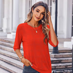 Nadorine Loose Short Sleeve Tunic Tops Crochet Knit Pullover Sweater