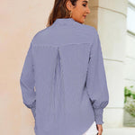 Nadorine Women's Button Down Shirts Loose Fit Striped Printed Lantern Blouses