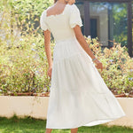 Nadorine Maxi Skirts Boho Pleated A-Line Flowy Swing Skirt