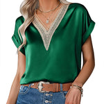 Nadorine Short Sleeve Satin Blouses