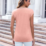 Zeagoo Womens Cap Sleeve V Neck T Shirts with Pocket