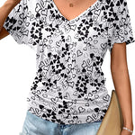 Nadorine Women's Short Sleeve Shirts V Neck Blouse