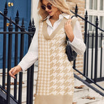 Nadorine Women's Oversized Sweater Vest Dress V Neck Knit Pullover