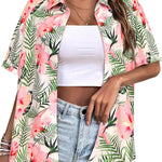 Zeagoo Womens Hawaiian Button Down Shirts Casual Floral Tropical Shirt