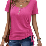 Womens Tops Short Sleeve Summer Henley Shirts