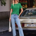Nadorine T-Shirt Short Sleeve Tops Casual Crew Neck Blouse (DE Only)