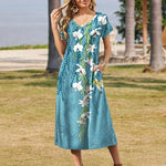 Nadorine Floral Dress Short Sleeve Beach Dress