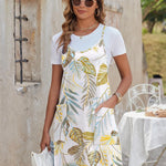 Nadorine Casual Beach Dress Adjustable Strap Floral Boho Sundress