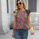 Nadorine Women's Lace Cap Sleeve Tops Pleated Tank Tops