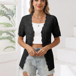Nadorine Women's Short Sleeve Cardigan V-Neck Button up Sweater