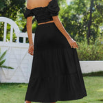 Nadorine Boho Maxi Flowy Elastic A-Line Tiered Floral Skirts