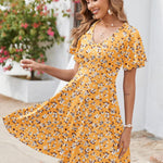 Zeagoo Womens Casual Swing Floral Ruffle Short Sleeve Sundresses