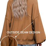 Zeagoo Womens Oversized Sweaters Lantern Sleeve Knit Tops