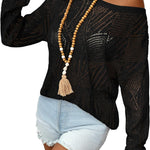 Nadorine Crochet Tops Off The Shoulder Sweaters