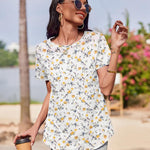 Zeagoo Womens Short Sleeve Tunic Shirts Floral Print Tops