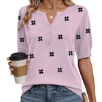 Nadorine Casual V Neck Short Sleeve Knit Sweater (US Only)
