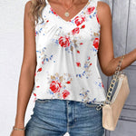 Nadorine Tank Tops Loose Fit V Neck Ruched Sleeveless Tops