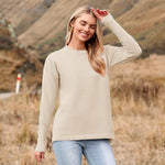 Nadorine Women's Long Sleeve Sweater Casual Ribbed Knit Pullover