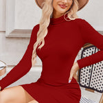 Nadorine Women's Bodycon Dress Long Sleeve Slim Fit Turtleneck Dress