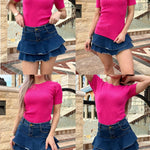Nadorine Women's Short Sleeve Basic Slim Fit Tops