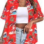 Zeagoo Womens Hawaiian Button Down Shirts Casual Floral Tropical Shirt