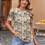 Nadorine Blouse Dressy Casual Puff Short Sleeve Boho Tops