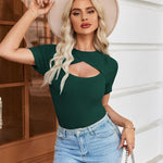 Zeagoo Womens Short Sleeve T Shirts 2024 Summer Casual Knit Slim Fit Trendy Basic Cute Sweater Tops