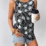 Nadorine Tank Top Blouses Scooped Neck Pleated Front Shirts