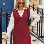 Nadorine Women's Oversized Sweater Vest Dress V Neck Knit Pullover