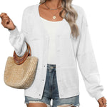Nadorine Cardigan Long Sleeve Crochet Shrug Soft Knit Sweater