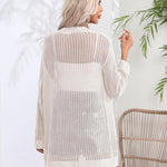 Nadorine Women 2024 Lightweight Crochet Cardigan Long Sleeve Open Front Knit Sweater Summer Kimono Cover Up with Pockets