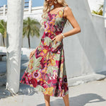 Nadorine Floral Beach Sundress Casual A-Line Midi Tank Dresses