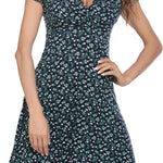 Nadorine A-line dress V-neck floral dress elegant summer dresses (DE Only)