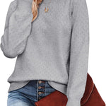 Nadorine Women's Knitted Jumper Elegant Crew Neck Pullover