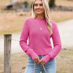 Nadorine Women's Fall Crewneck Cropped Sweater