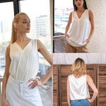Nadorine Women's Satin Tank Top Sleeveless Blouse