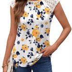 Nadorine Women's Lace Cap Sleeve Tops Pleated Tank Tops