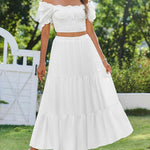 Nadorine Boho Maxi Flowy Elastic A-Line Tiered Floral Skirts
