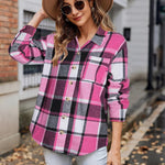 Nadorine Women Flannel Shacket Jacket Plaid Button Down Shirt