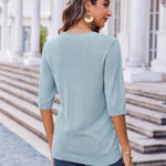 Nadorine Loose Short Sleeve Tunic Tops Crochet Knit Pullover Sweater